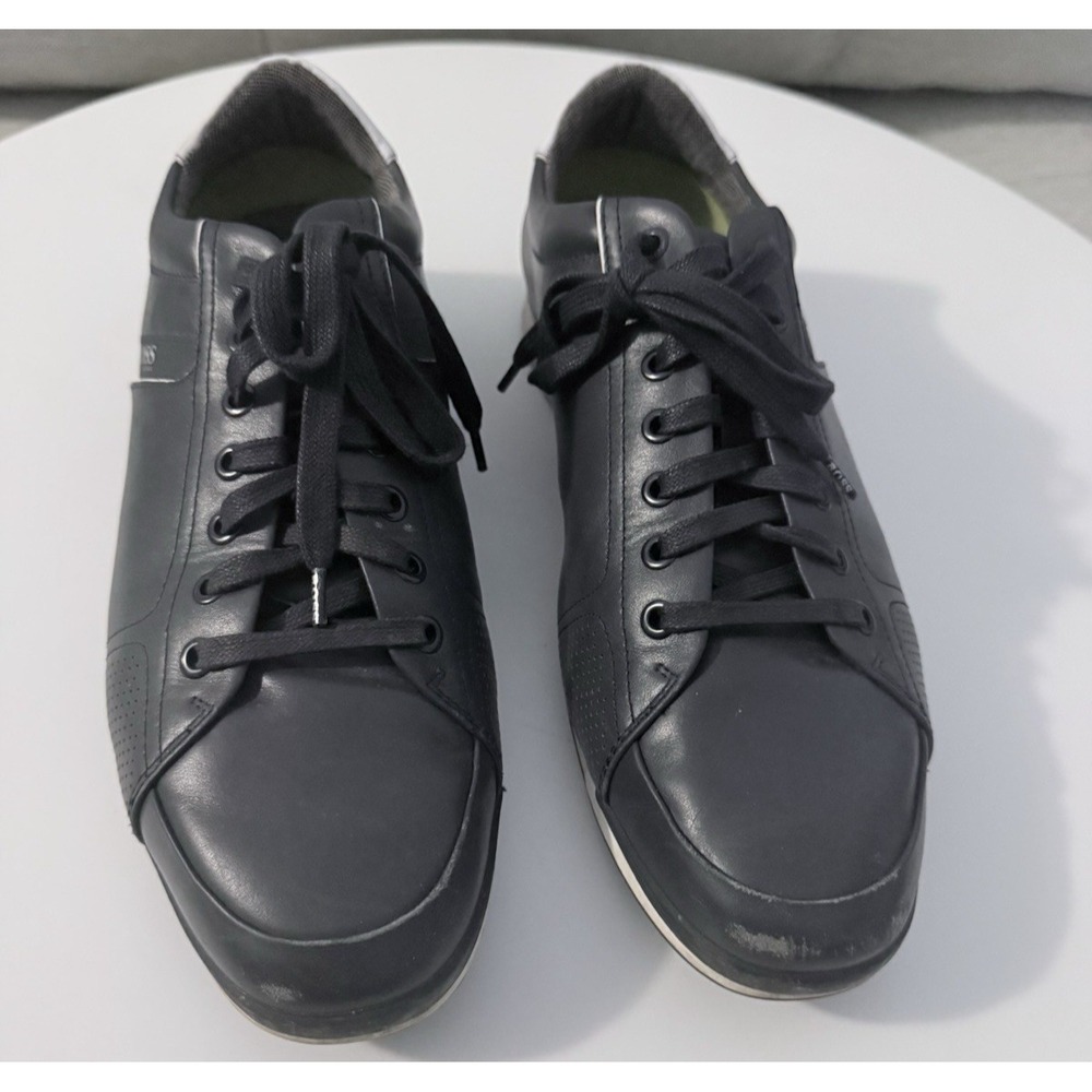 HUGO BOSS DARK GRAY MENS SHOE SATURN LOW LACE UP Size US 10.5 (44)